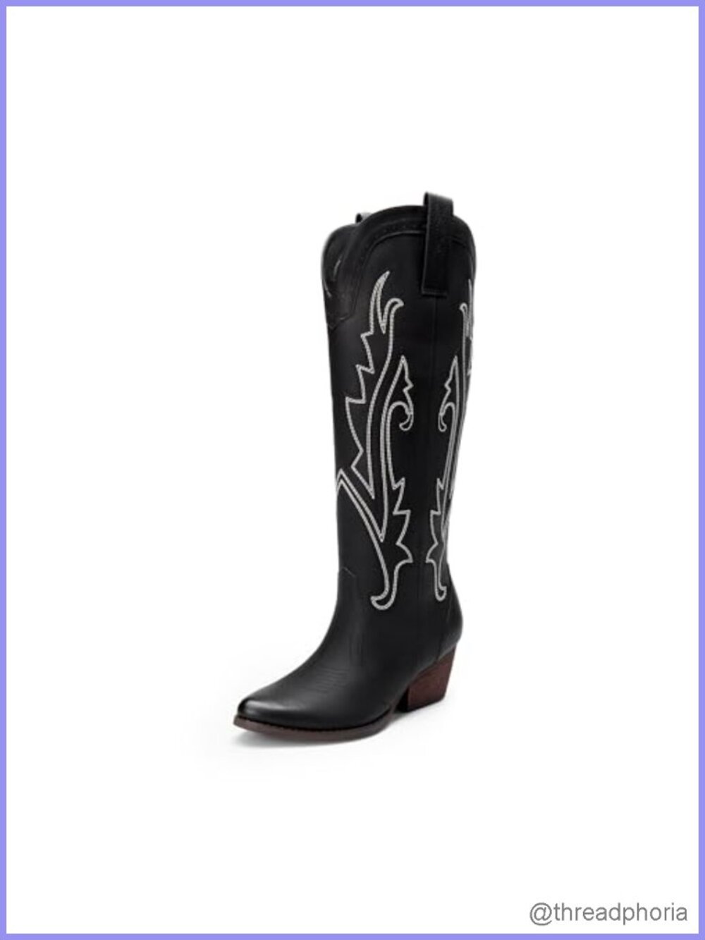 Women's Embroidered Western Knee-High Cowboy Boots Faux Leather